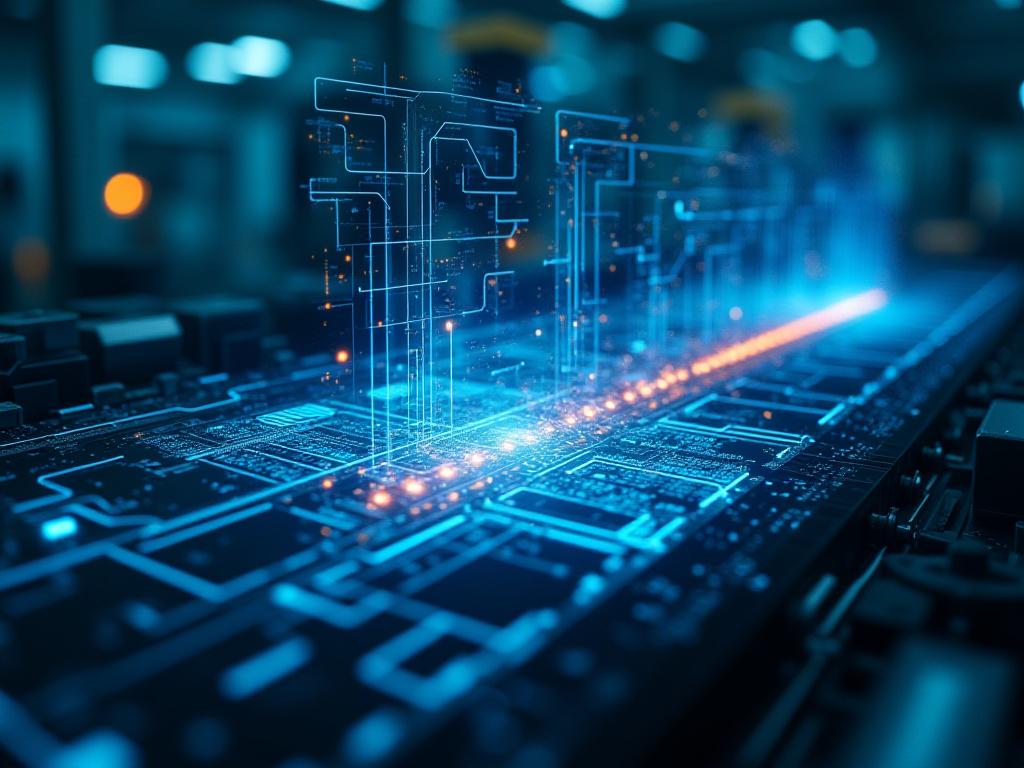 Schema astratto di un processo di automazione industriale digitale.